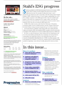 La copertina e il sommario di Leather International