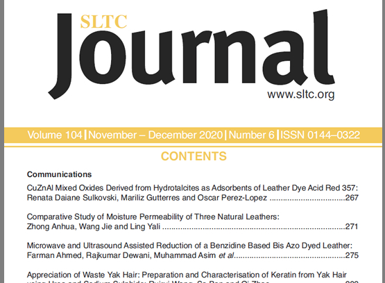 Rivista “Journal of the Society of leather technologists and chemists”