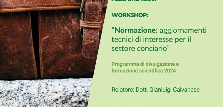 WORKSHOP –  Normazione: aggiornamenti tecnici di interesse per il settore conciario