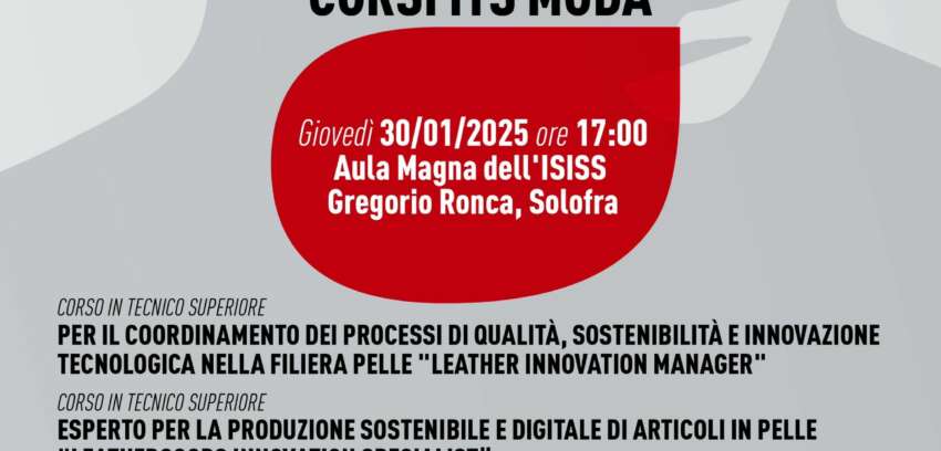 FORMAZIONE – Il 30 gennaio a Solofra inaugurazione di due corsi ITS MODA