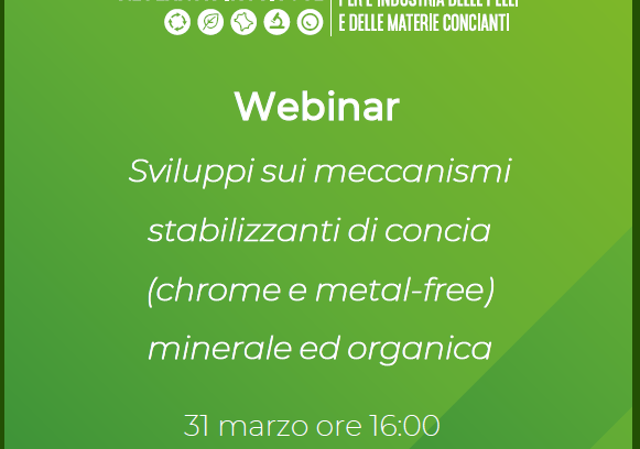Webinar 31.3.22 – Sviluppi sui meccanismi stabilizzanti di concia (chrome e metal-free) minerale ed organica – Report